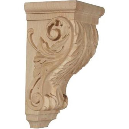 DWELLINGDESIGNS 5 in. W x 5 in. D x 10 in. H Medium Acanthus Wood Corbel, Cherry, Architectural Accent DW2572669